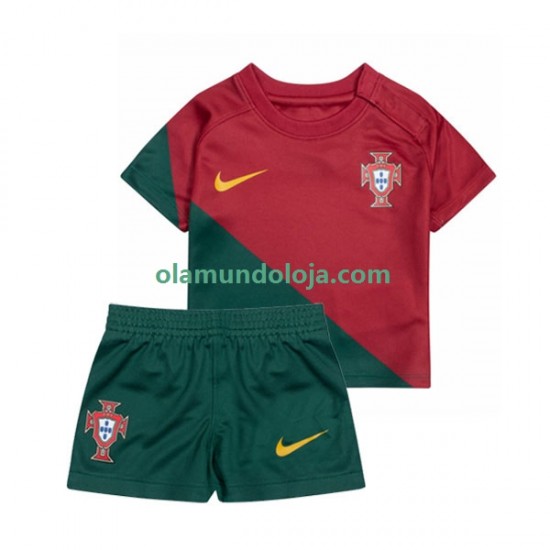 Camisola Portugal Criança Equipamento Primeiro Copa do Mundo 2022 Manga Curta